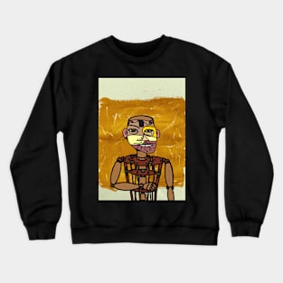 Madiba: Unique Puppet Art with Abstract Expressionist Background Crewneck Sweatshirt